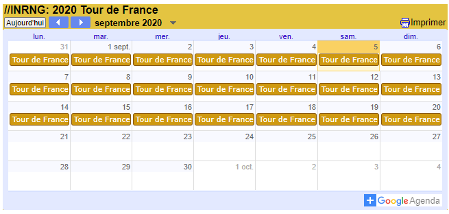 Ajouter le calendrier du tour de France à Google Calendar