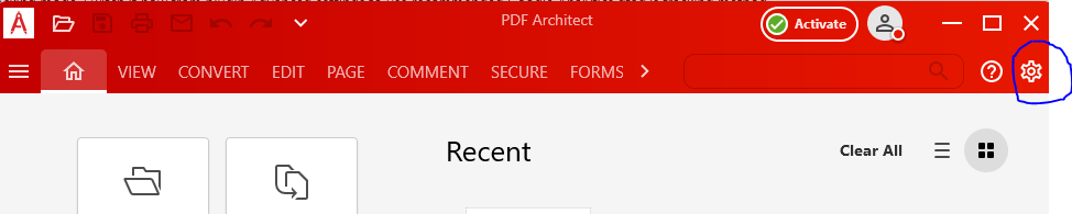 Options PDF Architect