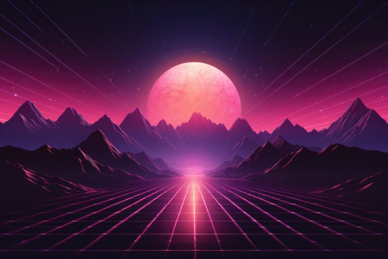 sun-above-digital-grid-in-cyberwave-scenery-picjumbo-com