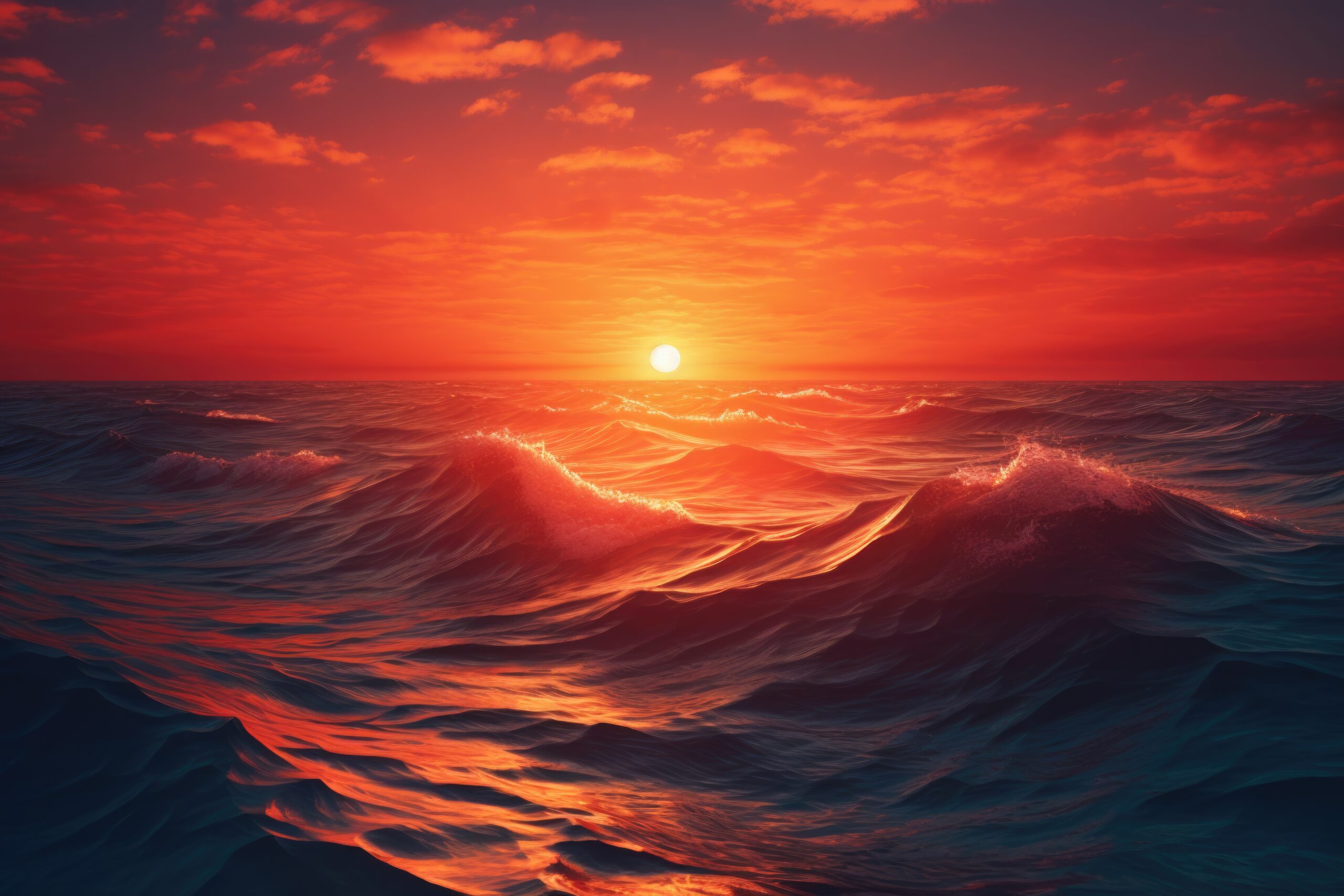 amazing-red-sunset-above-ocean-waves-picjumbo-com