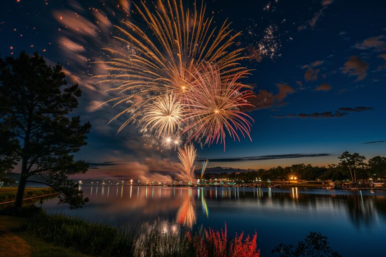 independence-day-fireworks-over-the-lake-picjumbo-com
