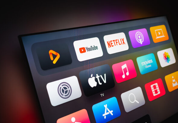apple-tv-apps-on-a-big-screen-television-picjumbo-com