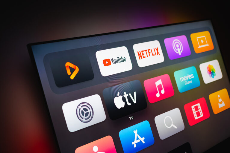apple-tv-apps-on-a-big-screen-television-picjumbo-com