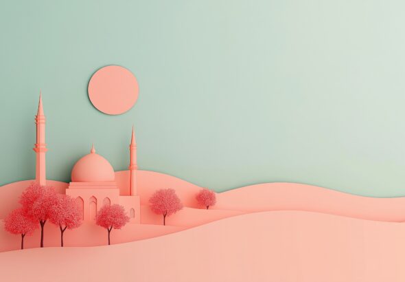 mosque-and-large-sun-pastel-background-with-copy-space-picjumbo-com