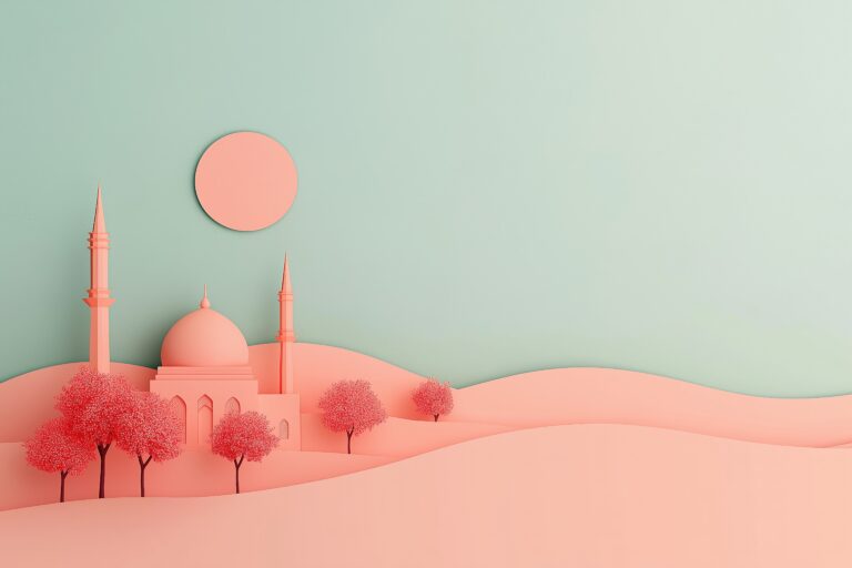 mosque-and-large-sun-pastel-background-with-copy-space-picjumbo-com